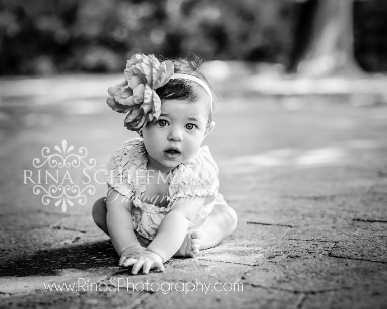 baby girl portrait black and white